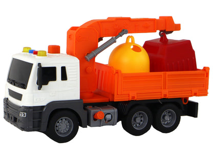 Camião do lixo com grua de fricção laranja 1:16
