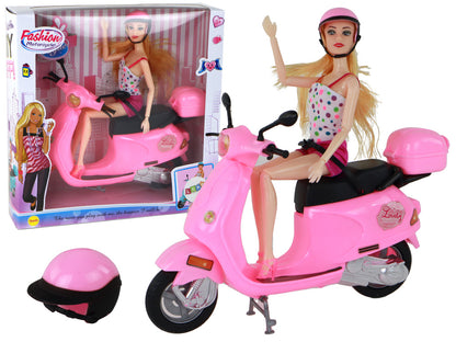 Conjunto Boneca com Scooter Rosa e Elementos Articulados