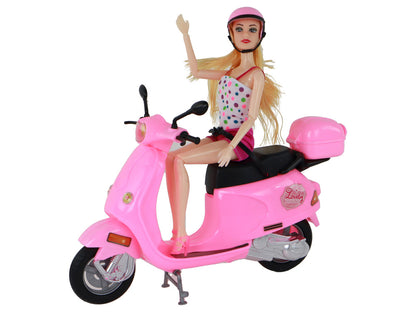 Conjunto Boneca com Scooter Rosa e Elementos Articulados