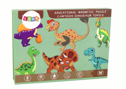 Conjunto de Puzzle Magnético Educativo Tema Dinossauros