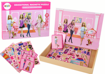 Conjunto de Puzzle Magnético Educativo Tema Boneca