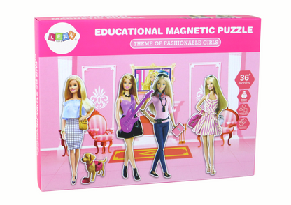 Conjunto de Puzzle Magnético Educativo Tema Boneca