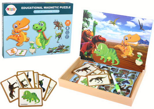 Conjunto de Puzzles Magnéticos Educativos com Dinossauros