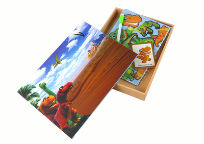 Conjunto de Puzzles Magnéticos Educativos com Dinossauros
