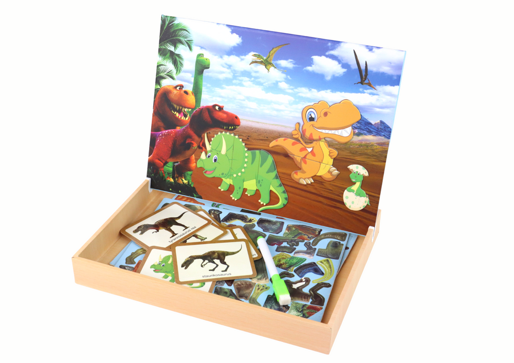 Conjunto de Puzzles Magnéticos Educativos com Dinossauros