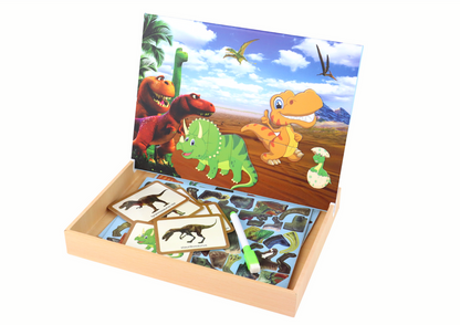 Conjunto de Puzzles Magnéticos Educativos com Dinossauros