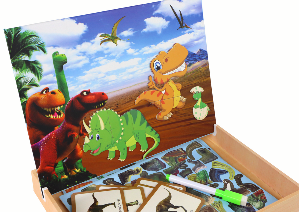 Conjunto de Puzzles Magnéticos Educativos com Dinossauros