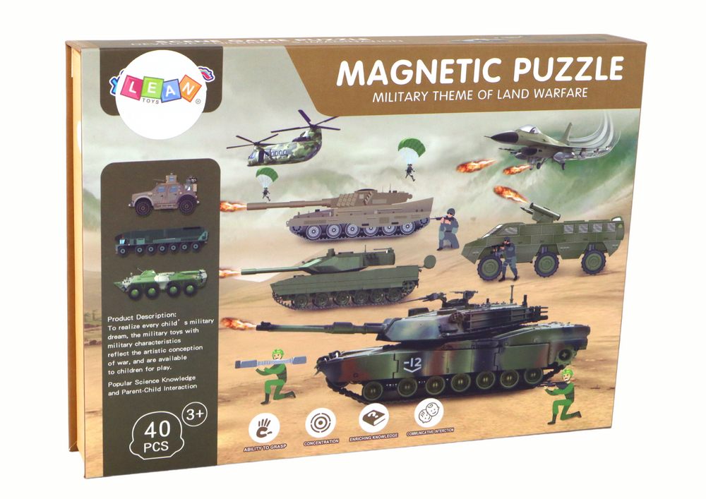 Conjunto de Puzzles Magnéticos Educativos Tema Guerra Terrestre