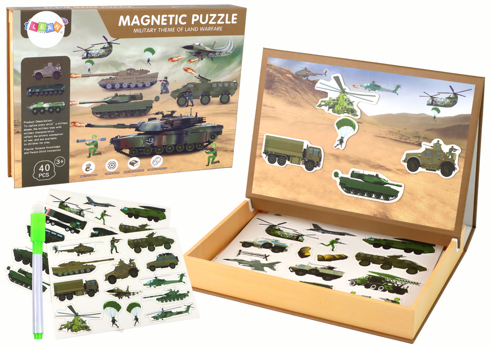 Conjunto de Puzzles Magnéticos Educativos Tema Guerra Terrestre