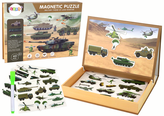 Conjunto de Puzzles Magnéticos Educativos Tema Guerra Terrestre