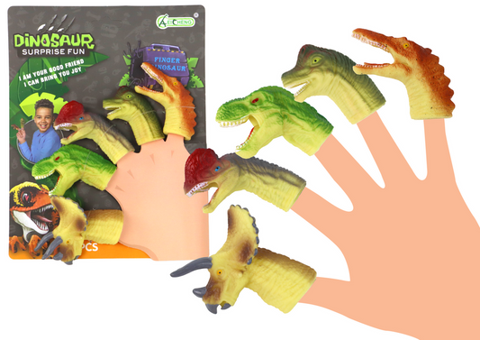 Fantoches de Dedo Sensoriais Dinossauros em Borracha