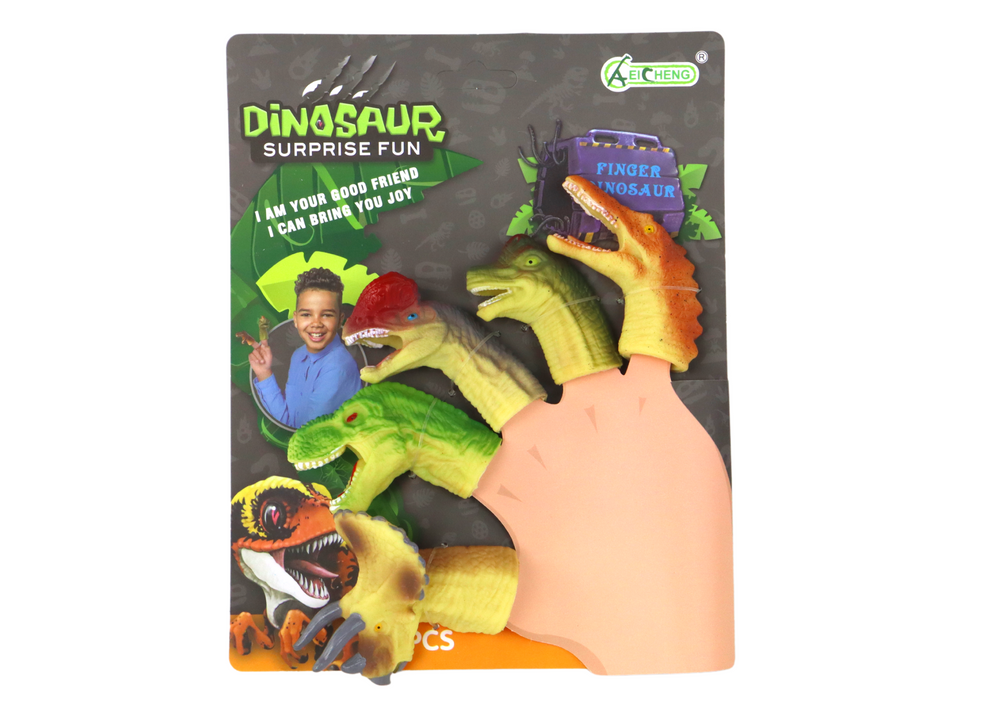 Fantoches de Dedo Sensoriais Dinossauros em Borracha