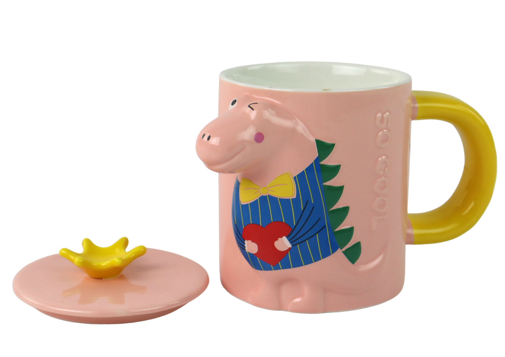 Caneca Infusora Dinossauro Rosa 400ml