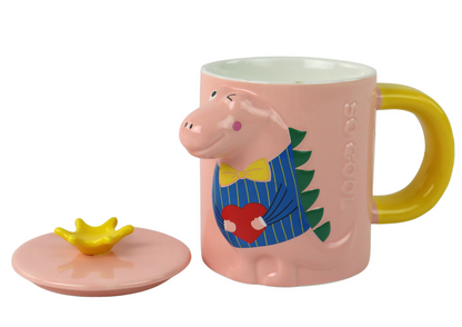 Caneca Infusora Dinossauro Rosa 400ml