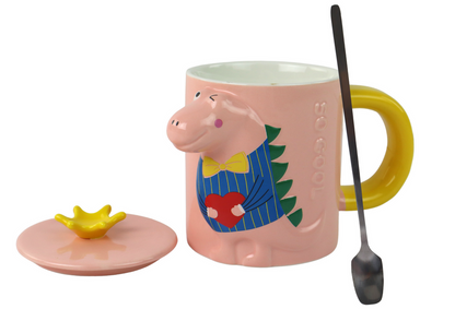 Caneca Infusora Dinossauro Rosa 400ml