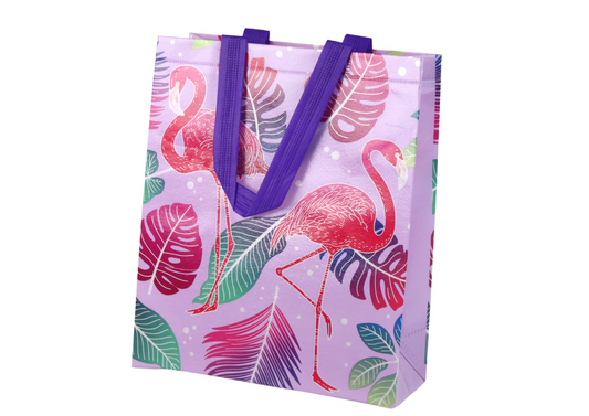 Saco de Presente Flamingos Roxo 30,5x24,5x10cm