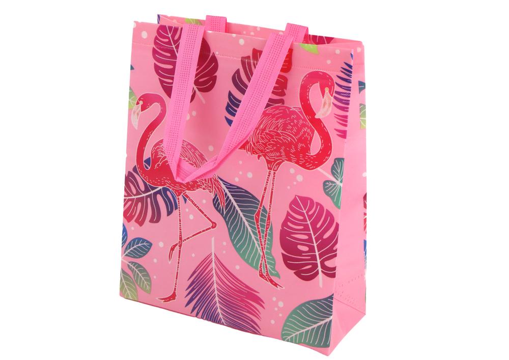 Saco de Presente Flamingos Rosa 30,5x24,5x10cm