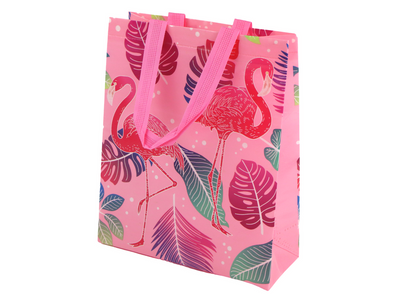 Saco de Presente Flamingos Rosa 30,5x24,5x10cm
