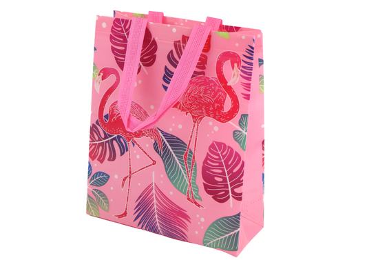 Saco de Presente Flamingos Rosa 30,5x24,5x10cm