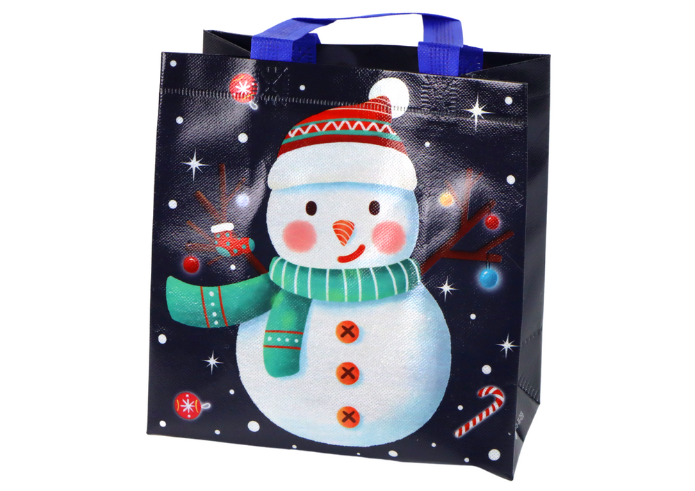 Saco de Presente Boneco de Neve Cor Escura 23x21,5x11cm