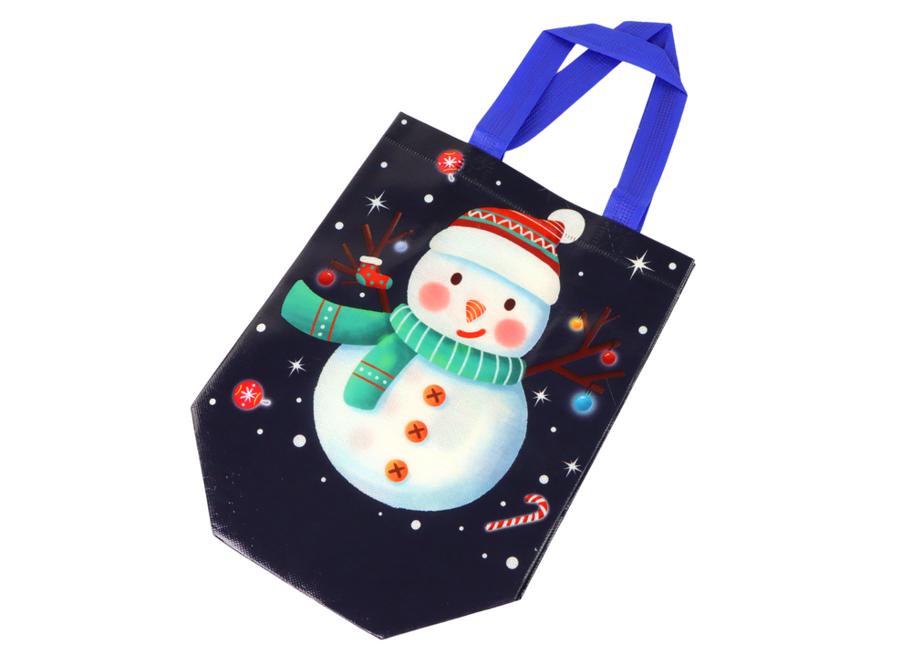 Saco de Presente Boneco de Neve Cor Escura 23x21,5x11cm