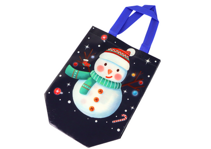 Saco de Presente Boneco de Neve Cor Escura 23x21,5x11cm