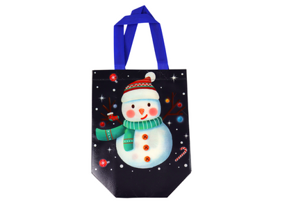 Saco de Presente Boneco de Neve Cor Escura 23x21,5x11cm