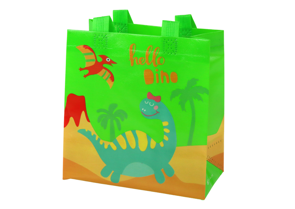 Saco de Presente Dinossauro Verde 23x21,5x11cm