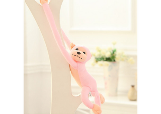 Macaco Peluche com Som Rosa 60cm