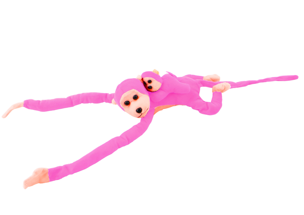 Macaco Peluche com Bebé Rosa 70cm