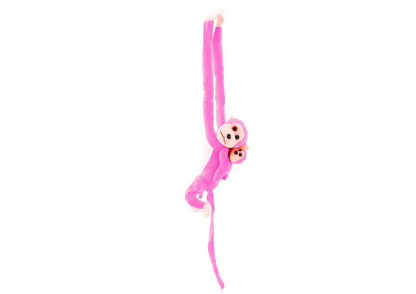 Macaco Peluche com Bebé Rosa 70cm