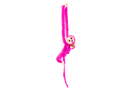 Macaco Peluche com Bebé Rosa Escuro com Som 70cm