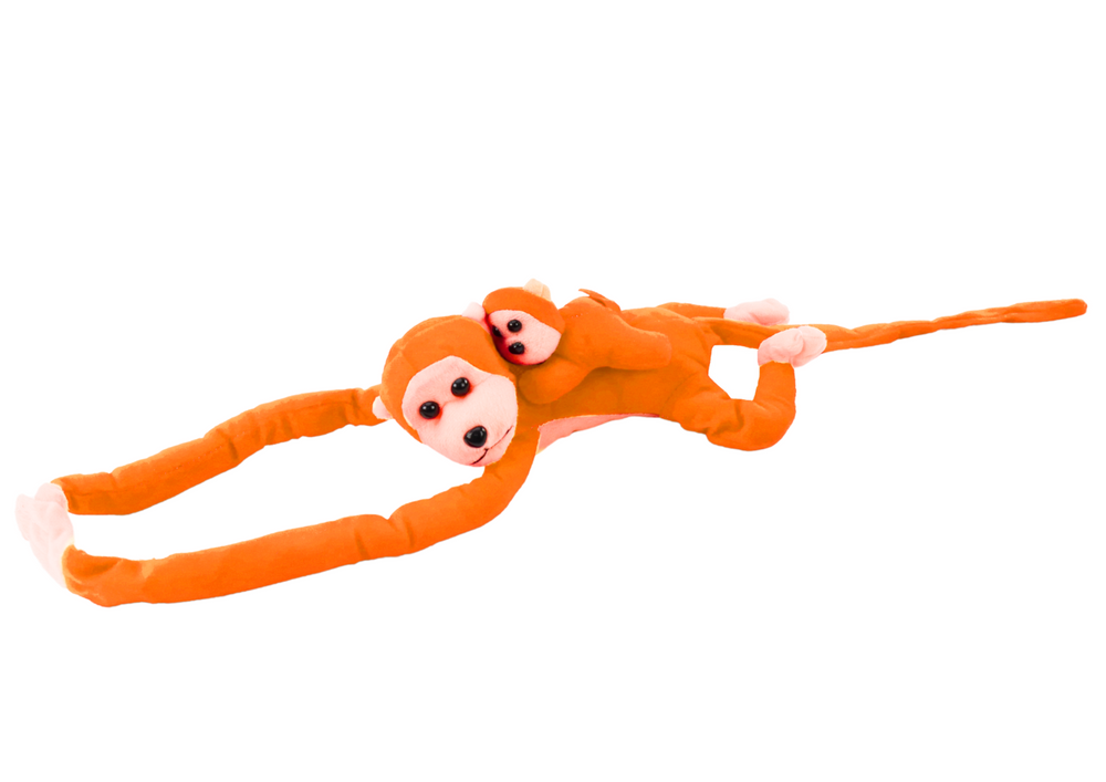 Macaco Peluche com Bebé Laranja com Som 70cm