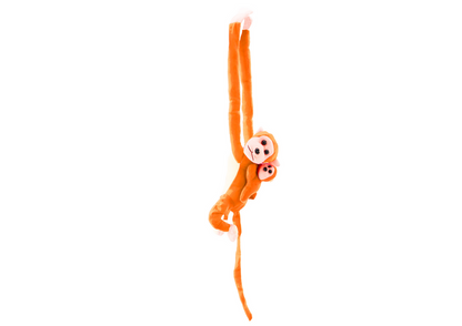 Macaco Peluche com Bebé Laranja com Som 70cm