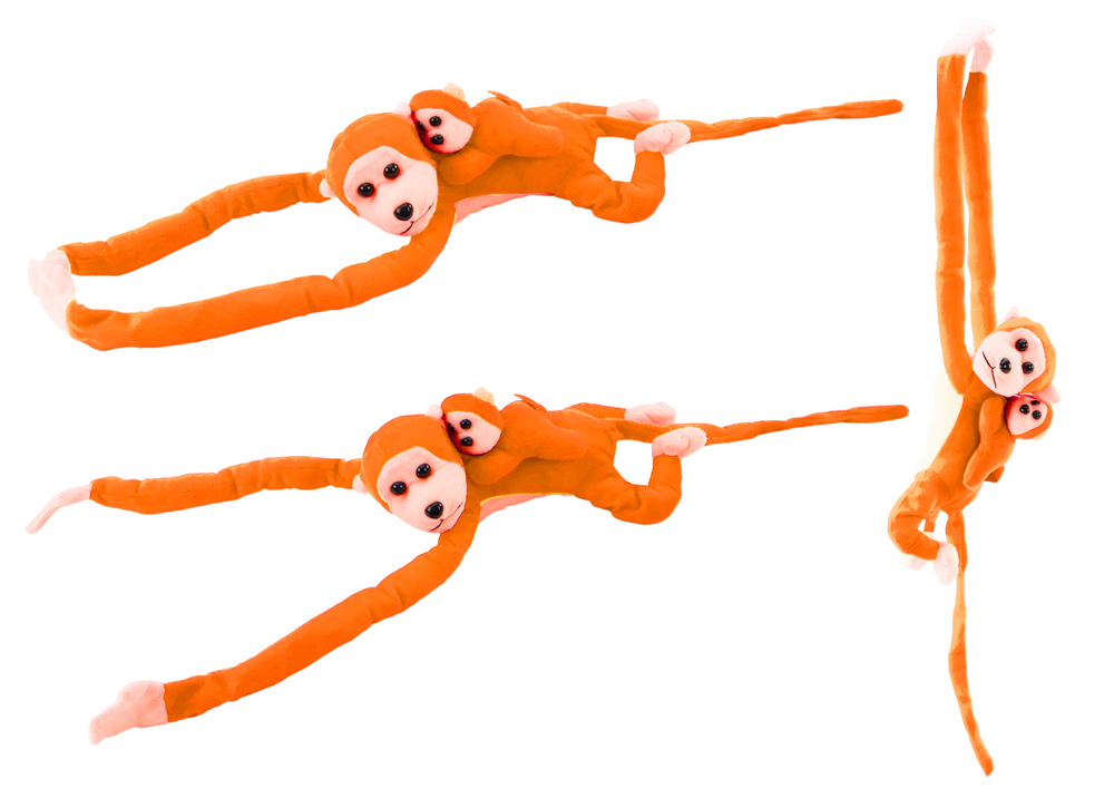Macaco Peluche com Bebé Laranja com Som 70cm
