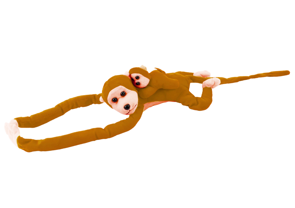 Macaco Peluche com Bebé Castanho Claro 70cm