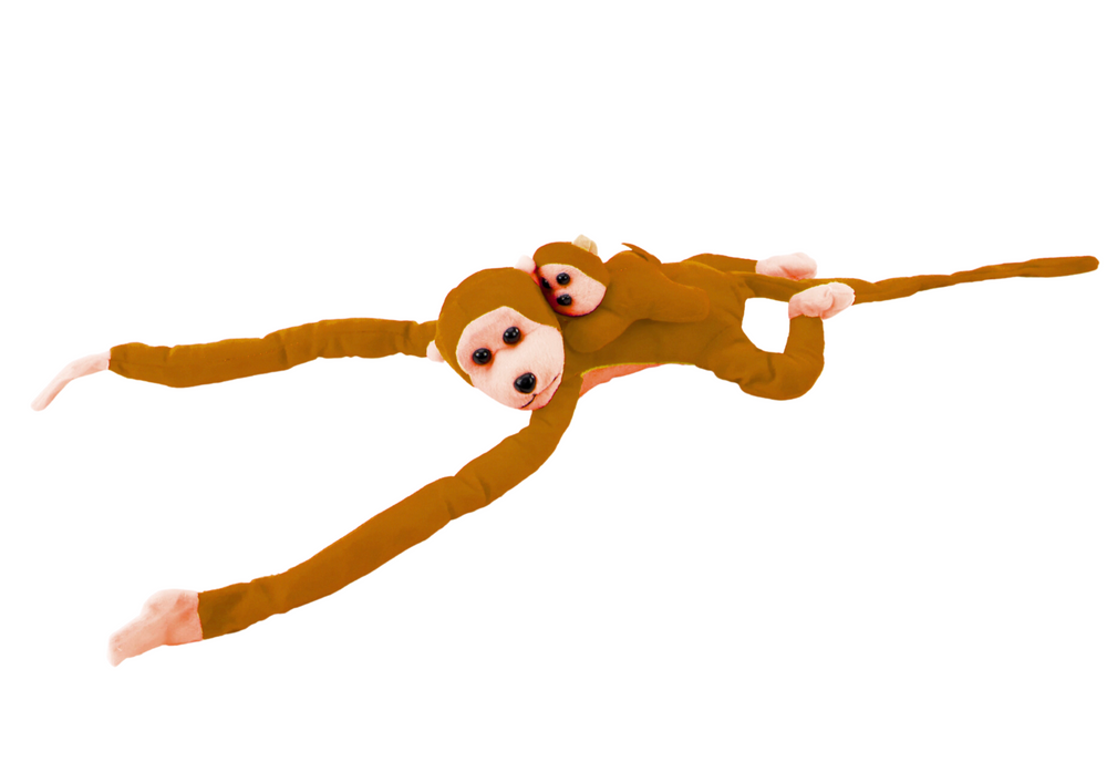 Macaco Peluche com Bebé Castanho Claro 70cm