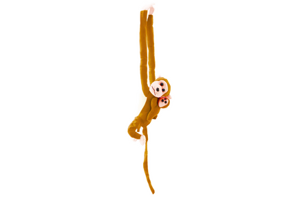Macaco Peluche com Bebé Castanho Claro 70cm