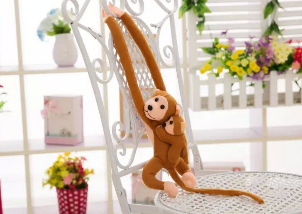 Macaco Peluche com Bebé Castanho Claro 70cm