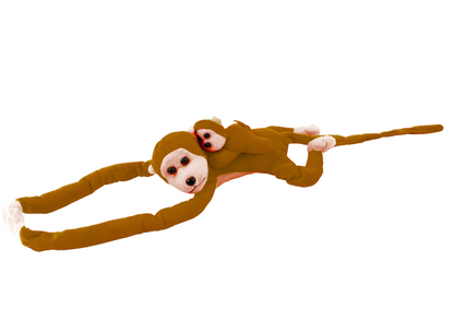 Macaco Peluche com Bebé Castanho Escuro 70cm