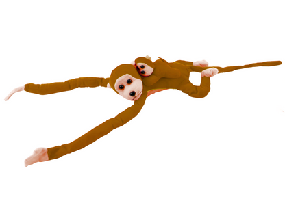 Macaco Peluche com Bebé Castanho Escuro 70cm