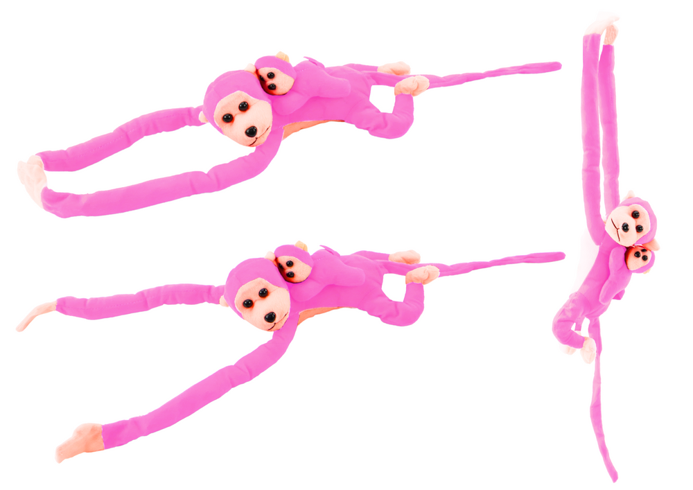 Macaco Peluche com Bebé Rosa 90cm