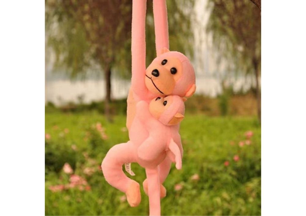 Macaco Peluche com Bebé Rosa 90cm