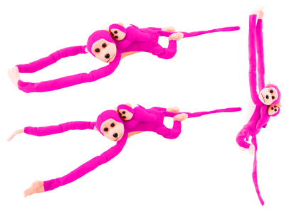 Macaco Peluche com Bebé Rosa Escuro 90cm