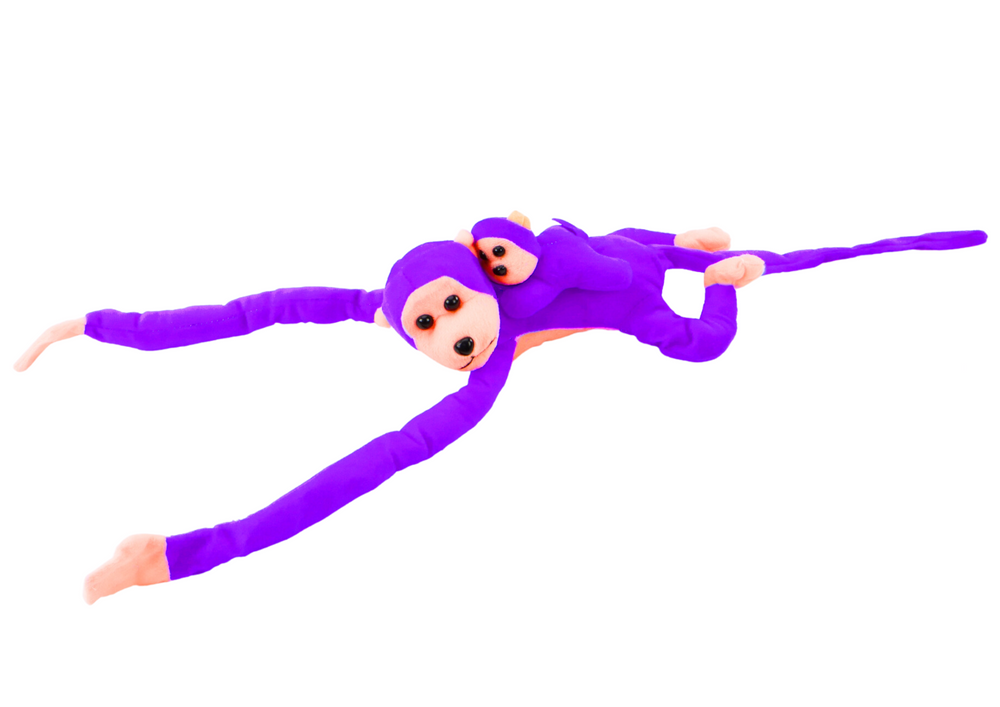 Macaco Peluche com Bebé Roxo 90cm