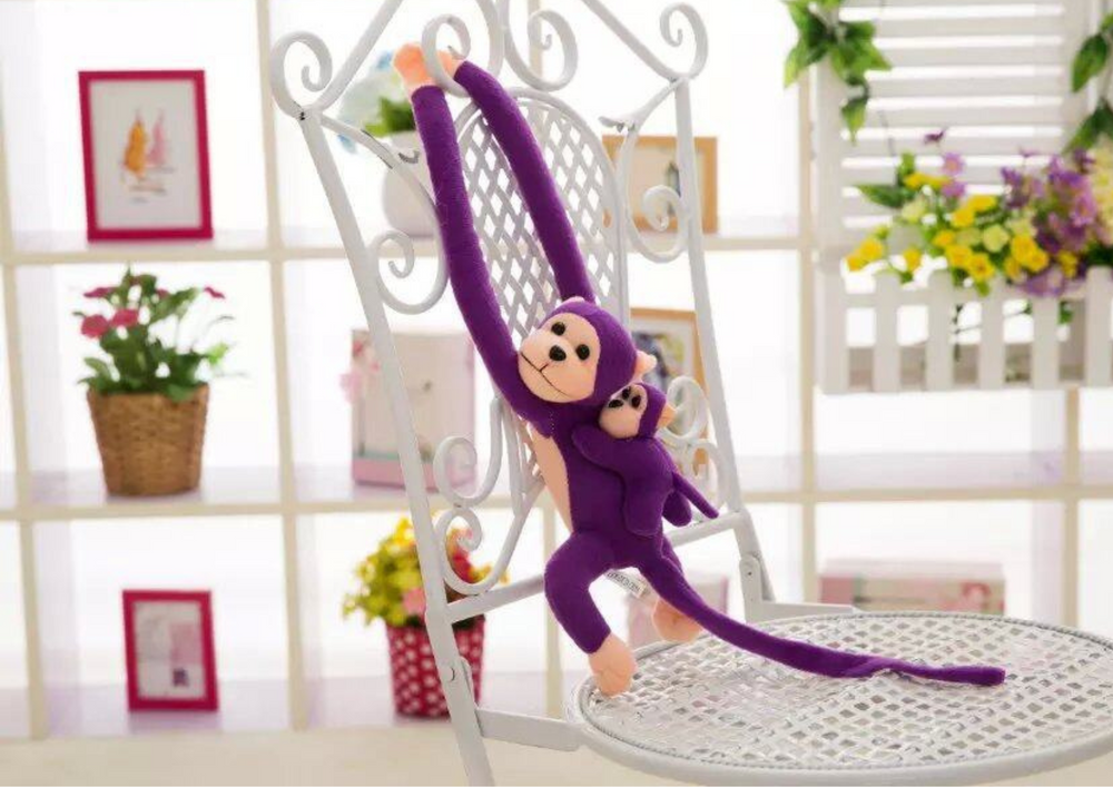 Macaco Peluche com Bebé Roxo 90cm