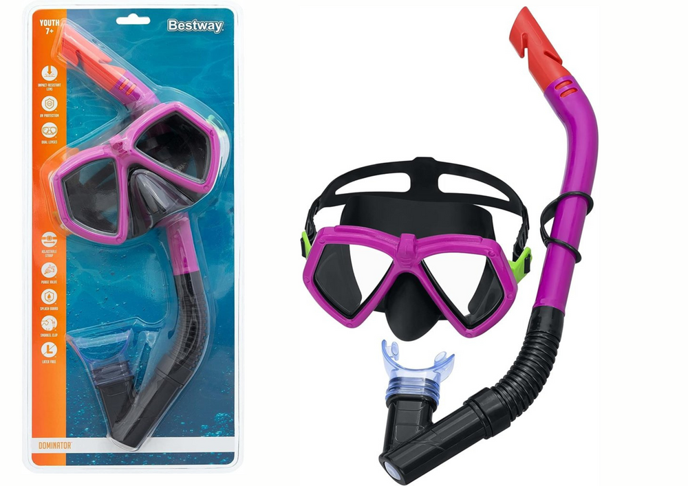 Conjunto de Mergulho Máscara com Tubo Rosa Bestway 24070