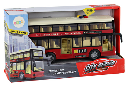 Autocarro Urbano de Dois Pisos com Luzes e Sons Vermelho 1:16