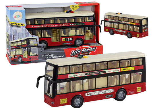 Autocarro Urbano de Dois Pisos com Luzes e Sons Vermelho 1:16