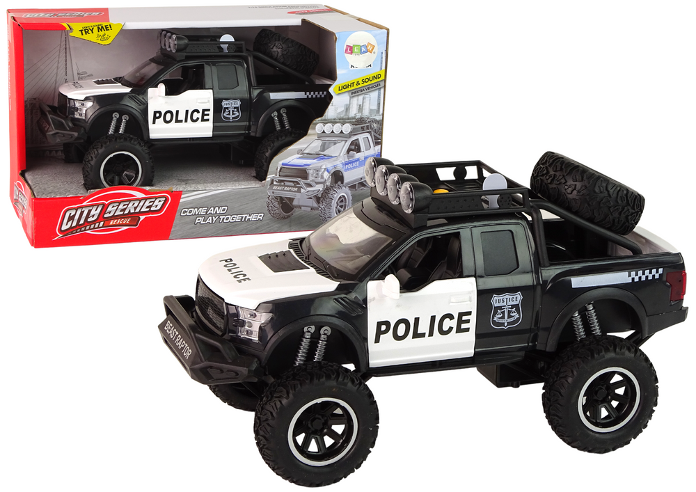 Veículo Todo-o-Terreno Raptor Polícia com Porta de Abrir Som e Luz